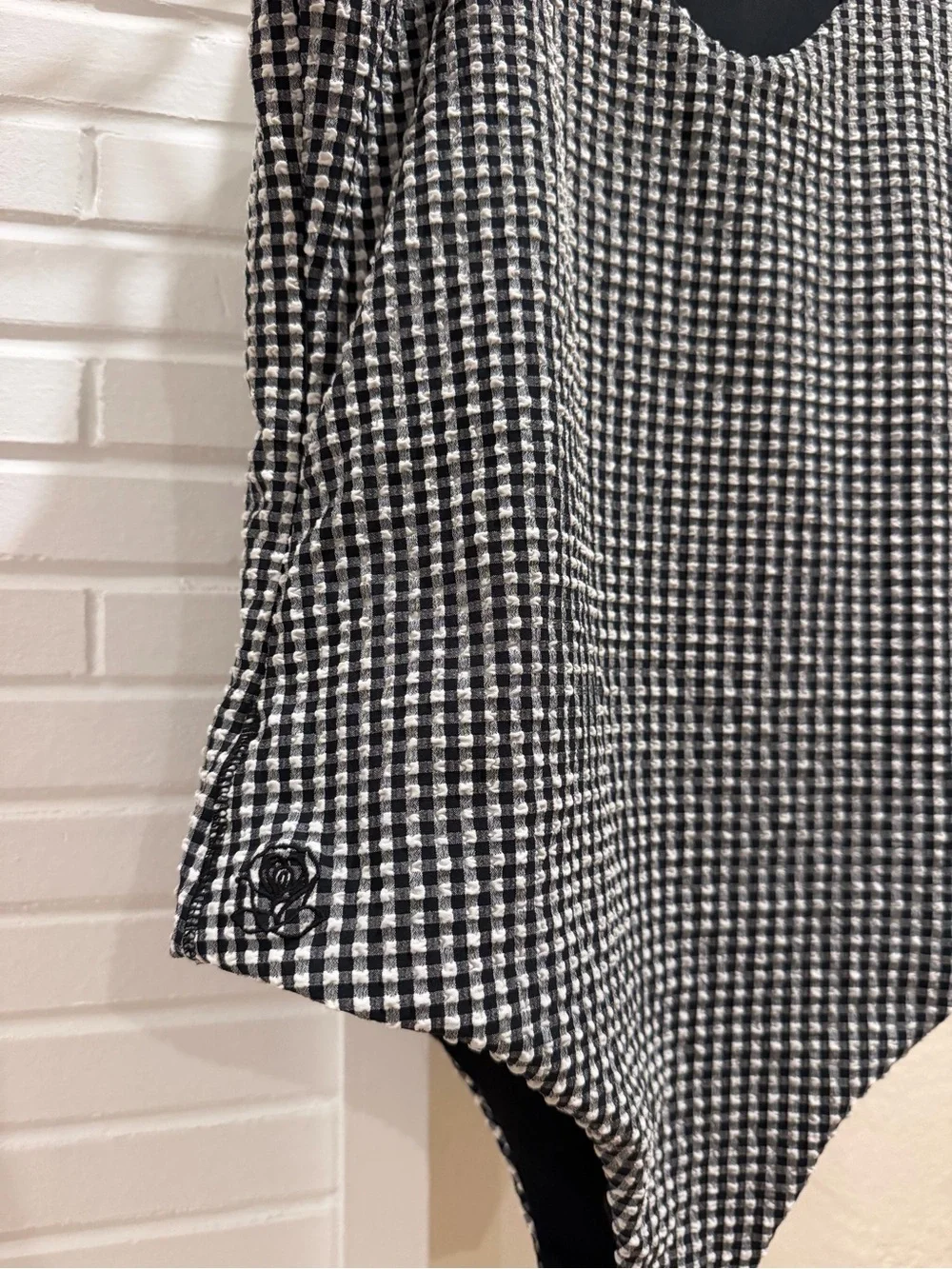 Hurley Gingham One-Piece Swimsuit Black & White Cheeky Size X-Large